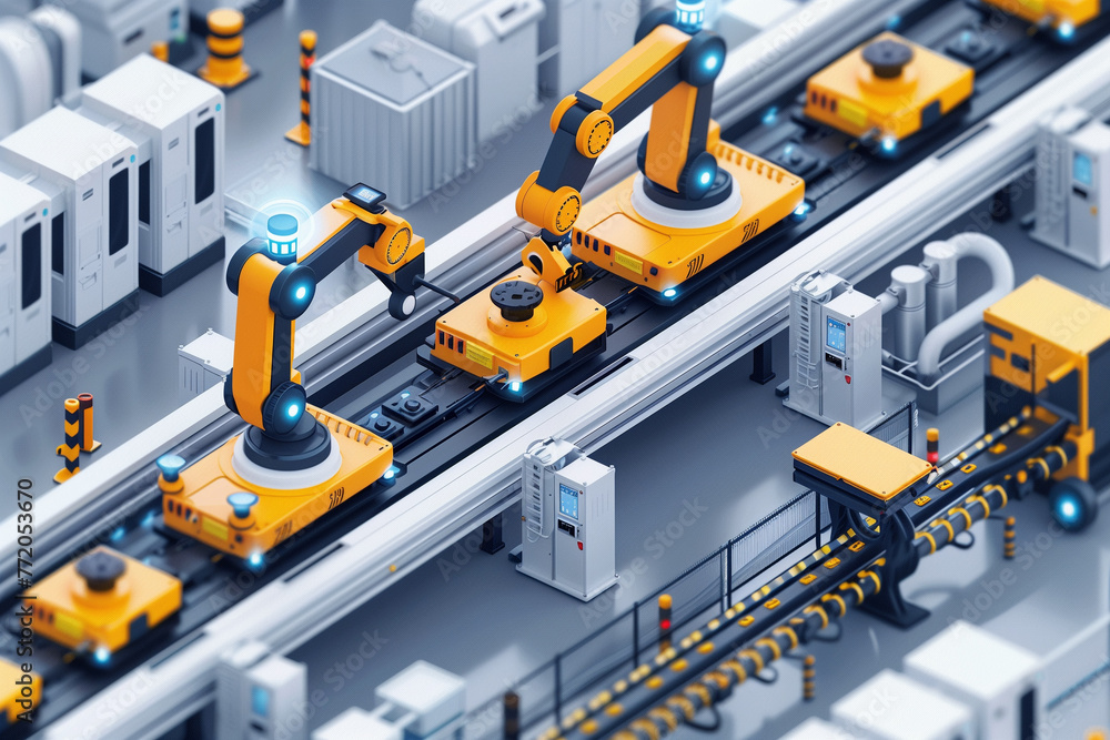 Design of robotic automation in manufacturing show very Hi-tech production line. Design of robotic automation in manufacturing show very Hi-tech production line.