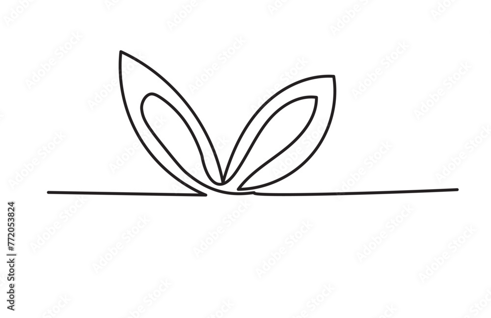 Vector rabbit ears vector one-line continuous drawing illustration. Hand-drawn bunny hare linear silhouette icon. Minimal design, outline print, banner, card, poster, brochure, logo, product packaging Vector rabbit ears vector one-line continuous drawing illustration. Hand-drawn bunny hare linear silhouette icon. Minimal design, outline print, banner, card, poster, brochure, logo, product packaging