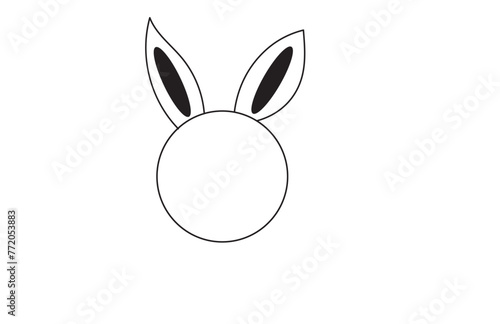 Vector rabbit ears vector one-line continuous drawing illustration. Hand-drawn bunny hare linear silhouette icon. Minimal design  outline print  banner  card  poster  brochure  logo  product packaging