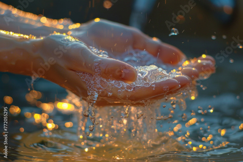 water splash in hand