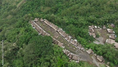 Aerial view of megalithic village, Bena, Flores, Indonesia photo