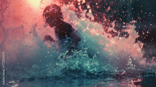 person in water splash