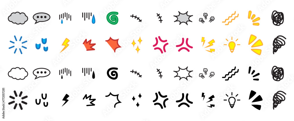 cartoon and comic element effect, ekspression character cartoon and comic element effect, ekspression character