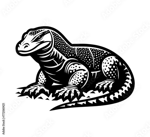 Komodo dragon hand drawn vector illustration