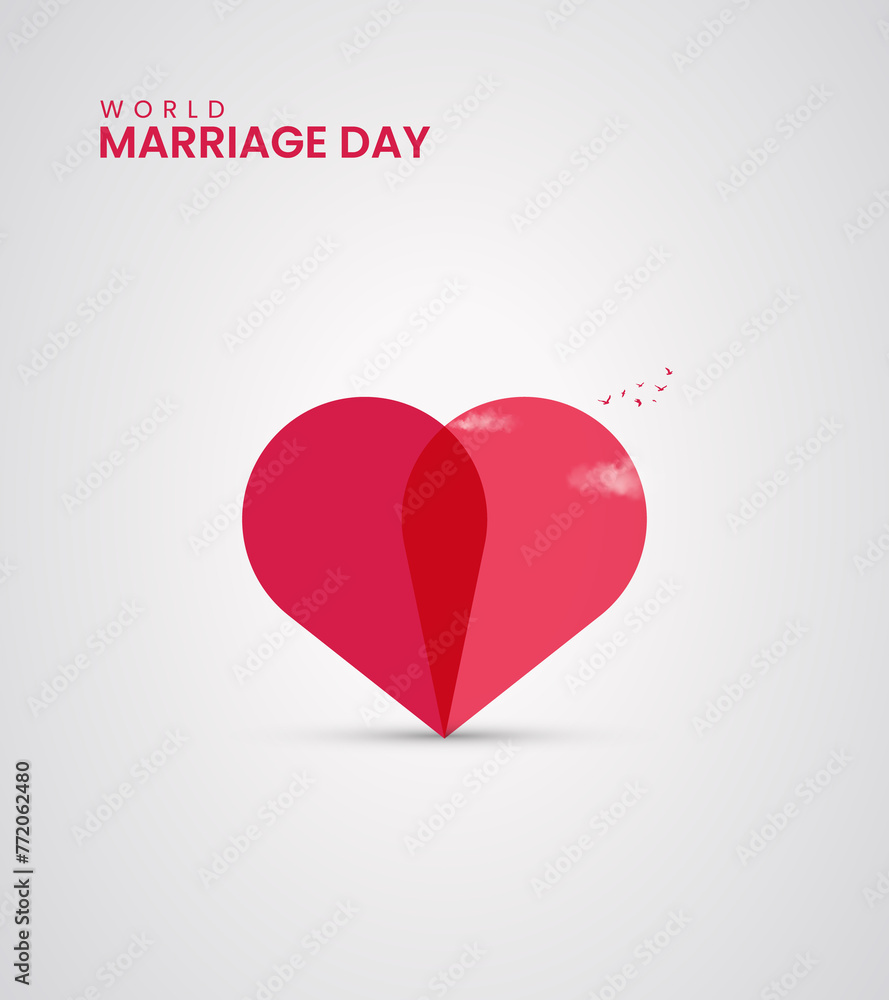 World Marriage day, wedding day, concept for social media banner, poster, vector illustration