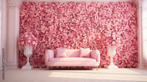 Pink petal serenity  floral draped wedding stage