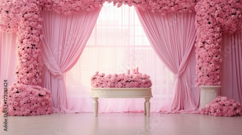 Dreamy pink garden escape  floral wedding stage