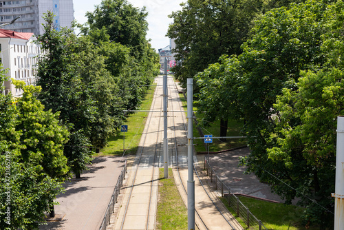 City, modern high-speed tram line in Minsk.