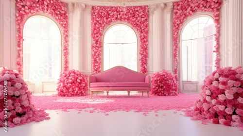 Blossom blissful garden pink wedding stage