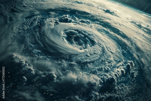 Hurricane weather from space  styled with lensbaby optics  an extreme angle  and strong facial expression.