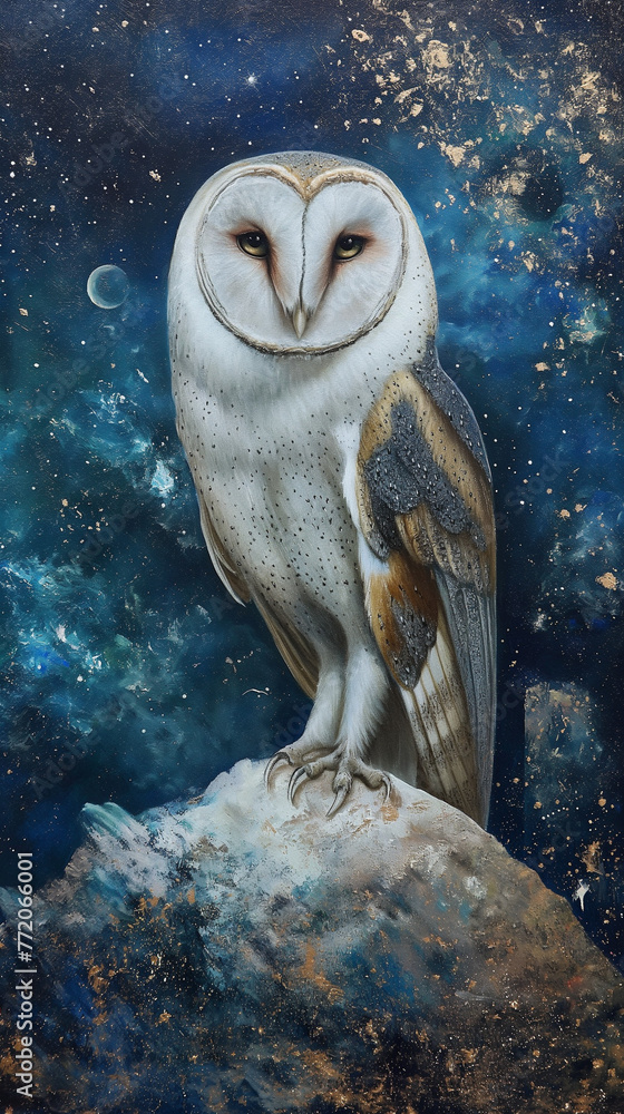 owl Under the Starry Skies