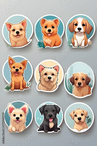 set of dog sticker