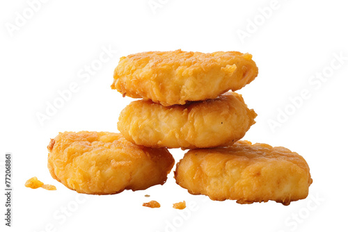 Delicious chicken nuggets isolated on transparent background