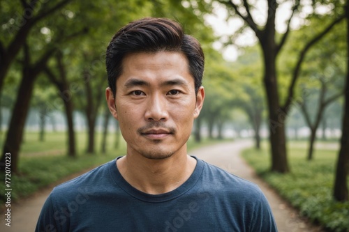 Asian man with outdoor photo