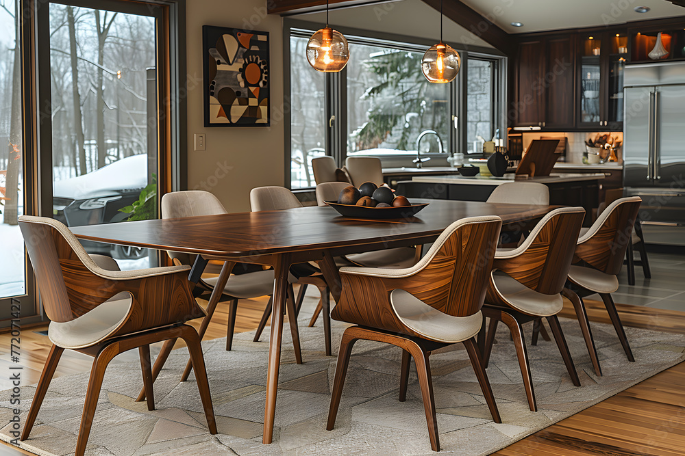 Retro Chic: Stylish Dining Space with Mid-Century Flair