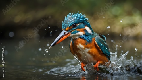 A female Kingfisher comes up out of the water after trying to dive for a fish but failing. I'm addicted to taking pictures of these gorgeous birds, so I must return soon. photo