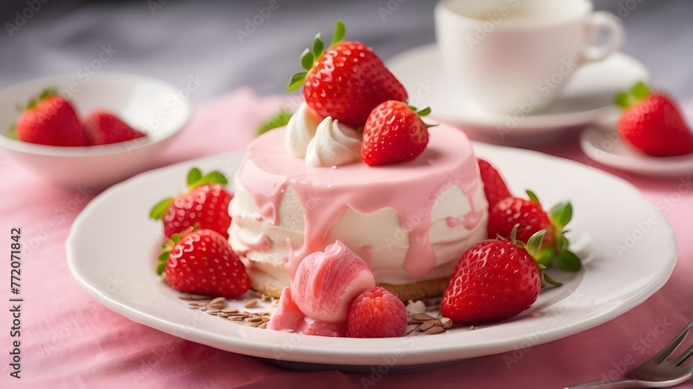 Dessert And Strawberry Cream Dessert And Strawberry Cream