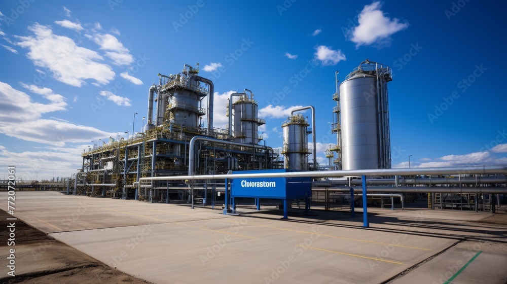 Obraz premium Clean Energy Horizon Chemical Facility Embracing Renewables