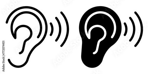 ofvs564 OutlineFilledVectorSign ofvs - ear listening vector icon . isolated transparent . black outline filled version . AI 10 / EPS 10 . g11907