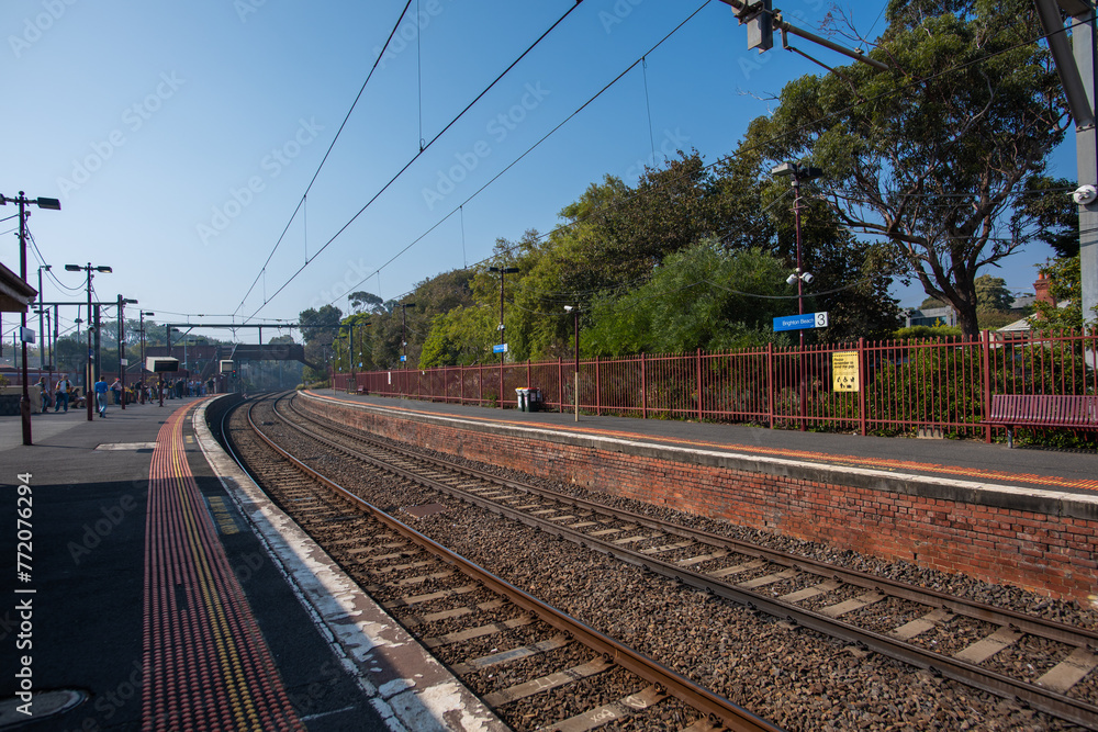 Fototapeta premium Brighton Beach Station, Melbourne, Australia, sunny day