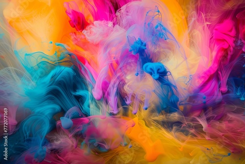 Abstract different colors mix in a vibrant, living tapestry of chromatic shades