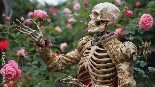 A skeleton dressed in ornat...