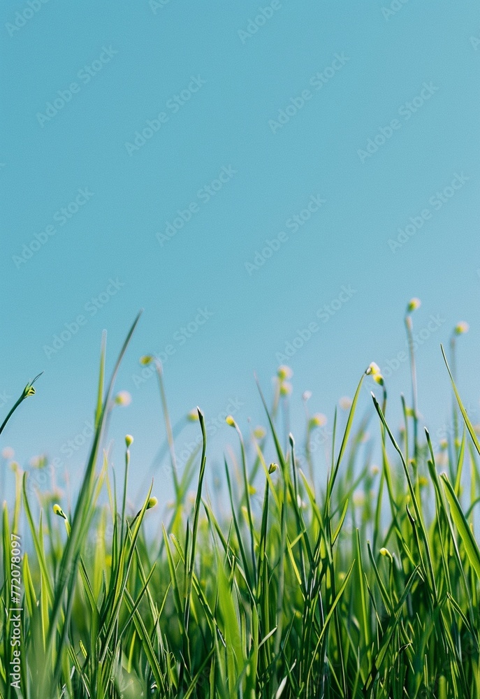 Fototapeta premium green grass and a blue sky in the background