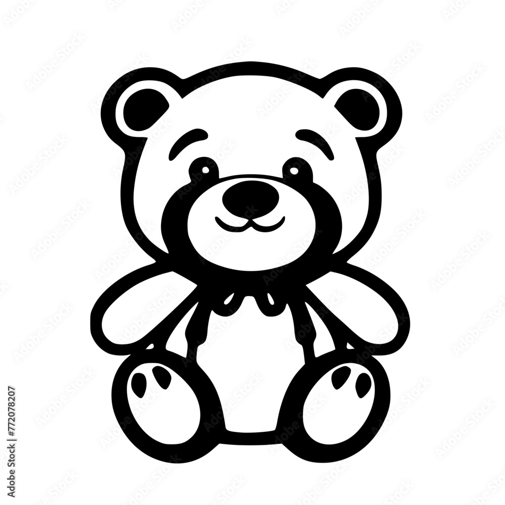 Simple Yet Sweet: Cute Bear Icon in Classic Black and White Simple Yet Sweet: Cute Bear Icon in Classic Black and White