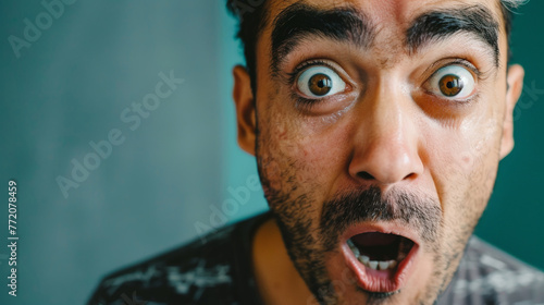 Close-up of a man with expressive eyebrows raised in surprise, reacting to an unexpected proposal