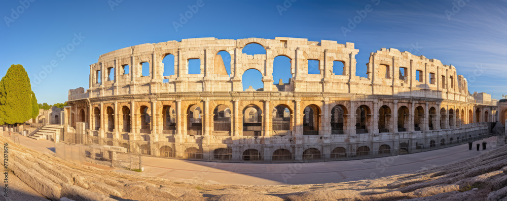 Amphitheater building similar like Colosseum against