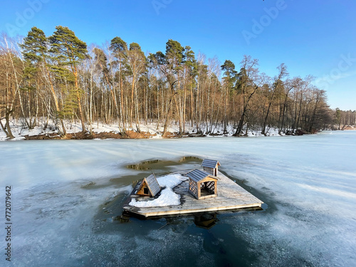 The Moscow region, the city of Balashikha. Pekhorka River in spring in the area of the park 
