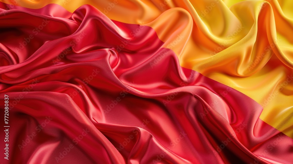 Wavy Spanish flag. fabric texture background Wavy Spanish flag. fabric texture background