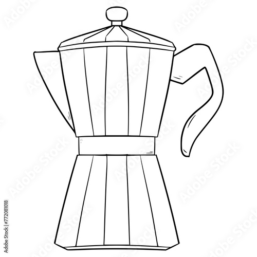 moka pot illustration hand drawn outline vector