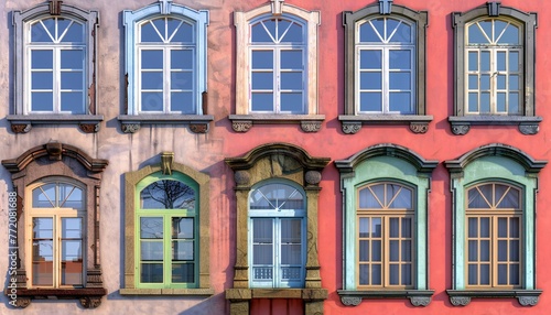 Five Windows in a Row A Colorful Display of Architectural Design Generative AI