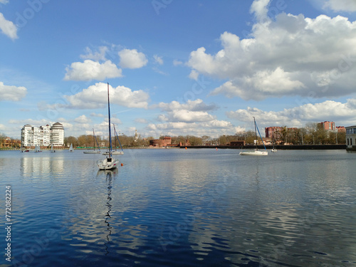 sailing boats on the city center lake