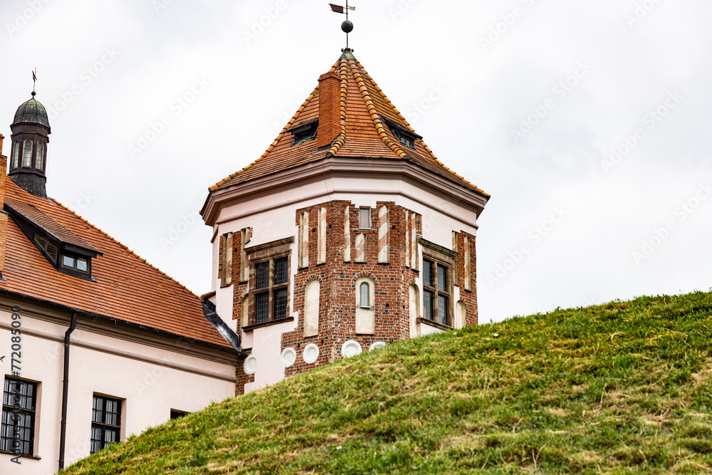 View of the ancient European castle Mir. Panorama of the castle.