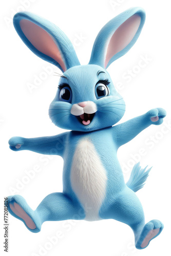 a bunny rabbit running dancing in front of a Transparent background photo