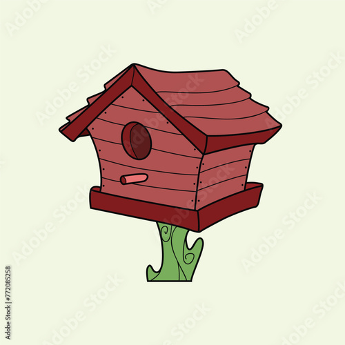 coloring pages bird house in color