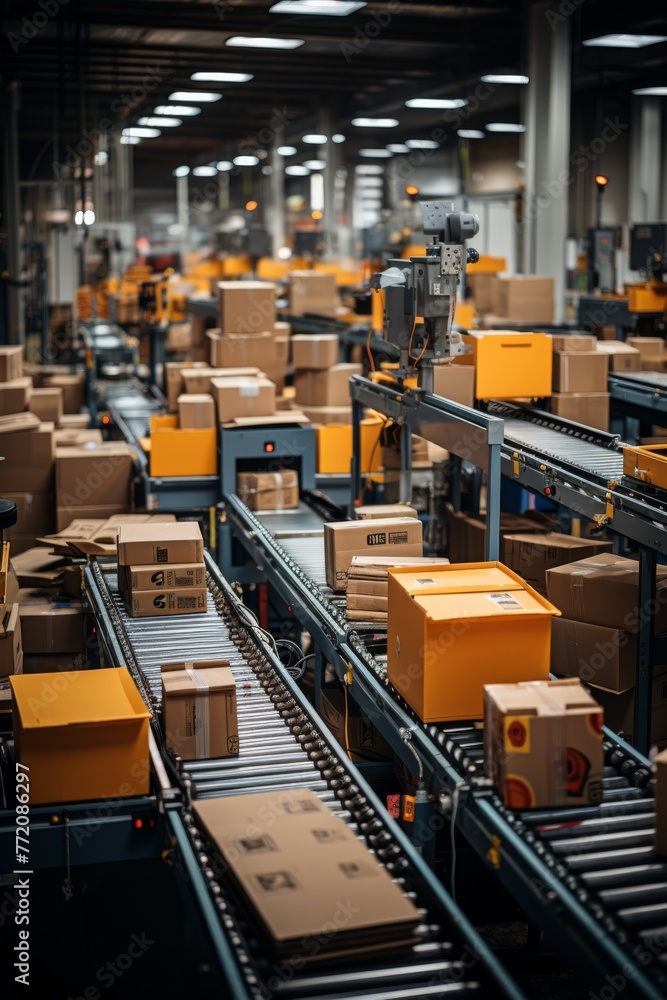 a warehouse with boxes and boxes in it that are packed with boxes a warehouse with boxes and boxes in it that are packed with boxes