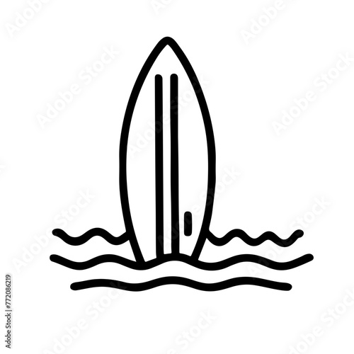 surfboard as a simple single icon logo vector illustration, isolated on transparent background