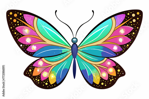 Glitter butterfly sublimation clipart black vector design.