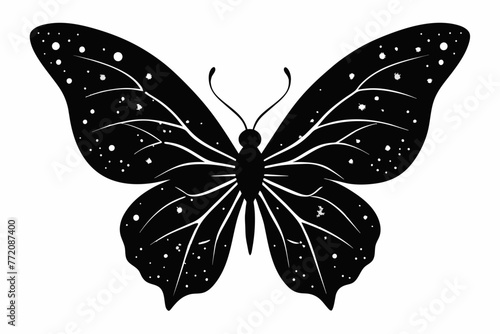 Glitter butterfly sublimation clipart black vector design.