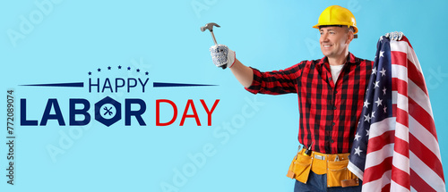 Mature worker with hammer a...