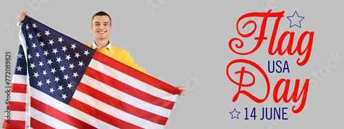 Teenage boy with USA flag o...