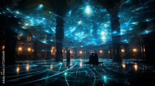 Neon Noir Holographic Sound Waves in a Cosmic mosque © Media Srock