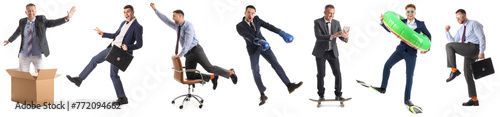 Group of funny businessmen ...