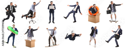 Set of funny businessmen on...