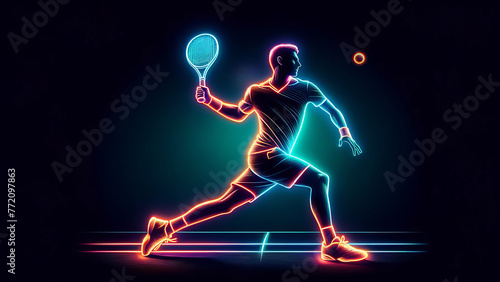 Artistic Neon Representation of Tennis Match Energy