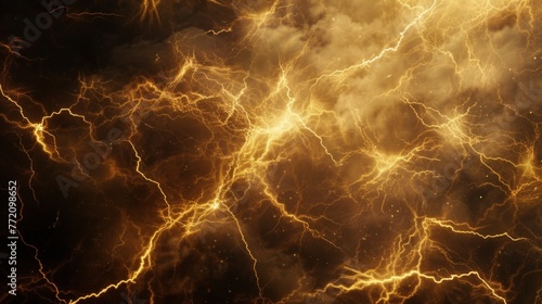 yellow lightning strike, 3d illustration