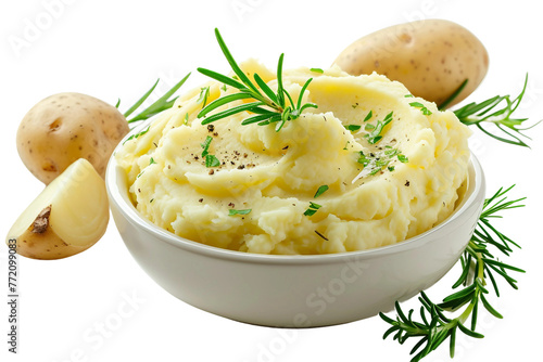 Mashed potato in a bowl isolated on transparent background photo